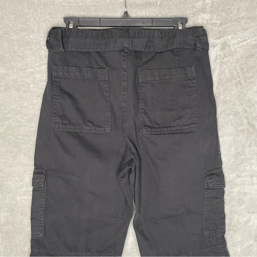 Banana Republic Black High Rise Tapered Cargo Pants Belted Denim Size 6